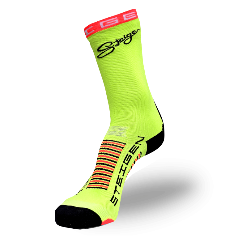Chaussettes de course jaune fluo longueur 3/4